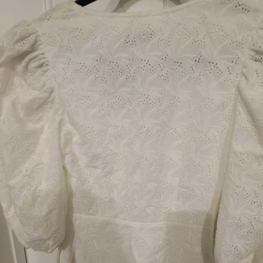 NWT Nicholas lace white eyelet dress with pouf sleeves - Picture 4 of 6